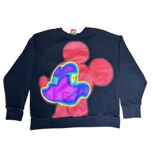 Women’s Zara Disney Mickey Mouse Black Multicolored Sweatshirt Size Medium